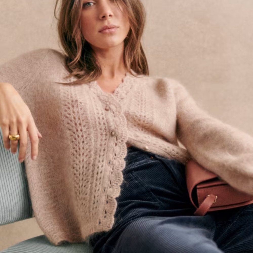 Sezane Angelie Cardigan Light Beige - Size XXS EUC - Picture 2 of 6